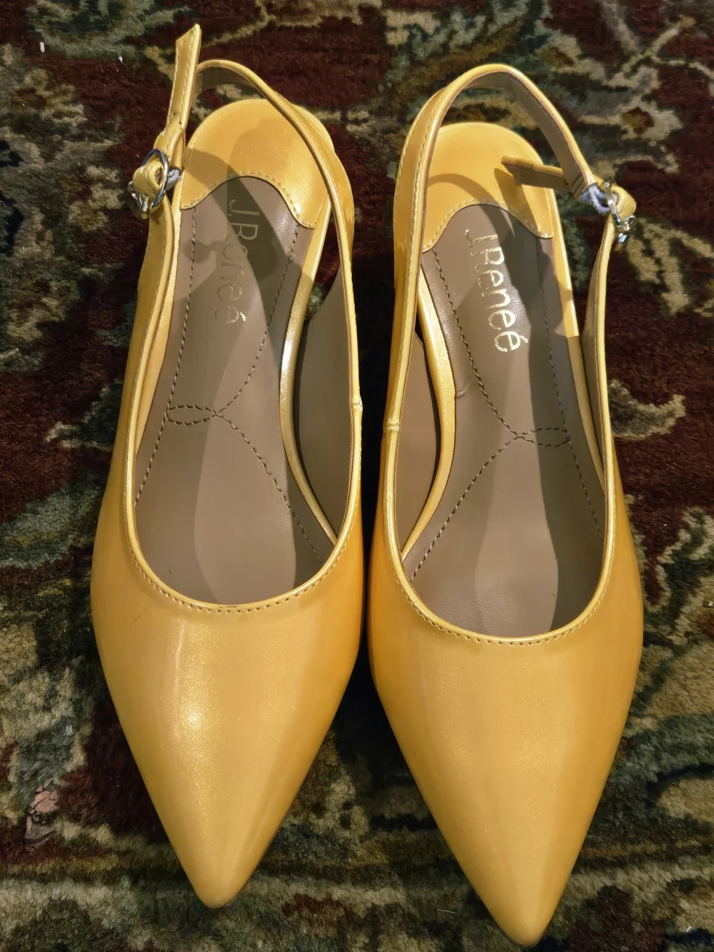 J.Renee Yellow Pointed Slingback Heels with Buckle Strap